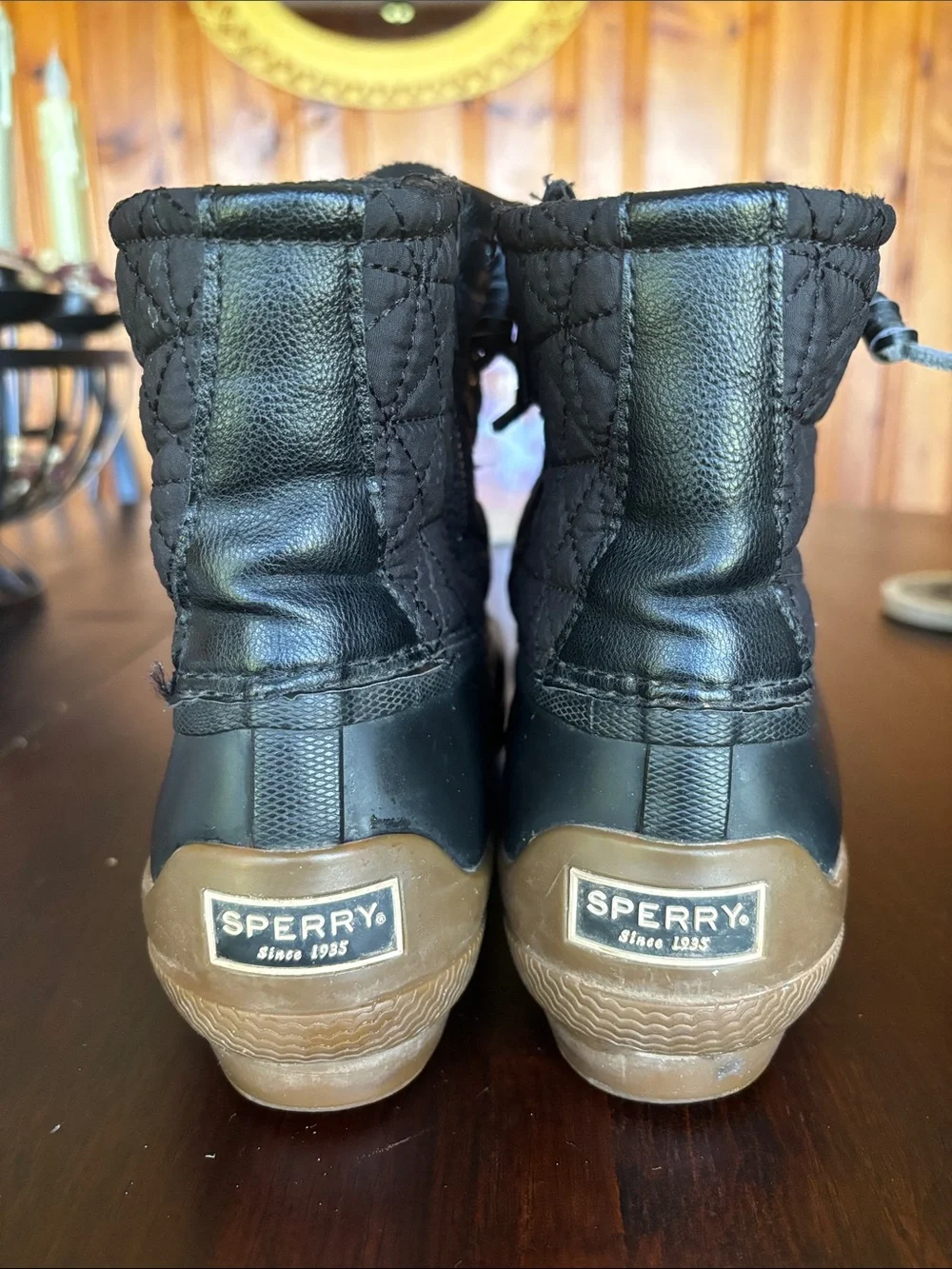 Sperry Black Quilted Winter Duck Boots